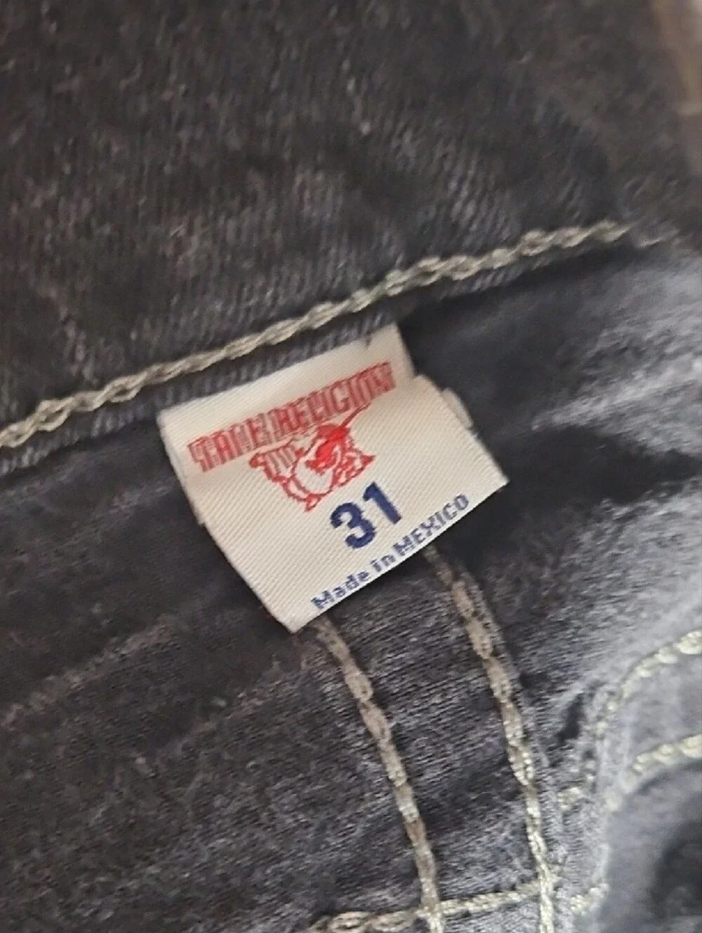 True Religion Men's Black Washed Slim Straight Jeans